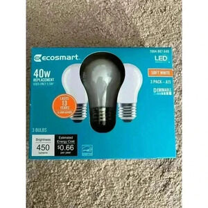 NIB EcoSmart 3 Pack Lightbulb 40-Watt A15 Dim ENERGY STAR | Soft White
